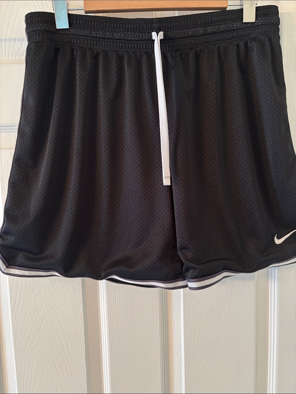 Nike Black Athletic Mesh Shorts with White Accents